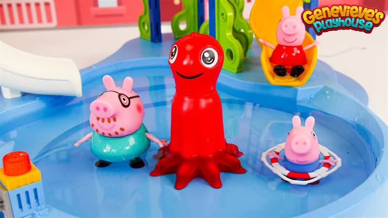 Peppa Pig Toy Learning Video for Kids Peppa Pig Gets a New Pool and Goes