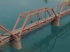 Pin-connected truss bridge spline, rusty