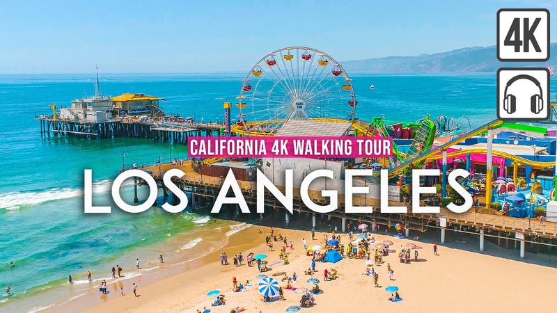 LOS ANGELES, California 4 K Walking Tour Captions Immersive Sound 4 K Ultra HD,