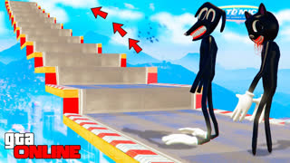 GTA 5 - КАК ДАЛЕКО МОГУТ ЗАБРАТЬСЯ CARTOON CAT И МУЛЬТЯШНАЯ СОБАКА ПО ЛЕСТНИЦЕ - ЭКСПЕРИМЕНТЫ В ГТА 5 ОНЛАЙН