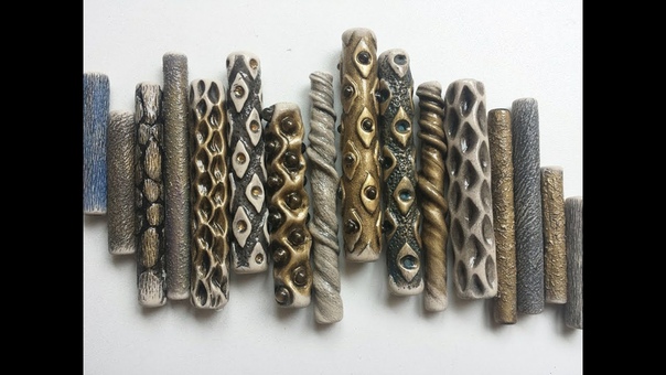 Polymer Clay Tutorial Tube textured beads 2 in 1, Full