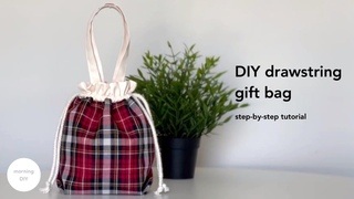 DIY drawstring gift bag | How to make Christmas drawstring bag