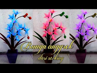 DIY. Cara membuat Bunga anggrek dari stoking || how to make Orchid flowers from stocking