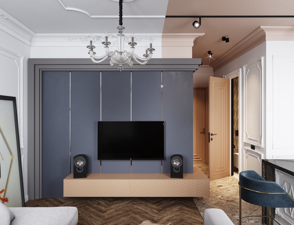 Дизайн-проект квартиры 29 м с элементами классики и ар-деко.