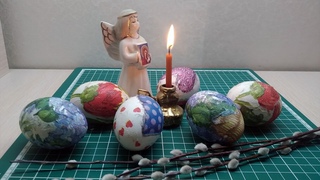 Пасхальный декупаж яиц бумажными салфетками