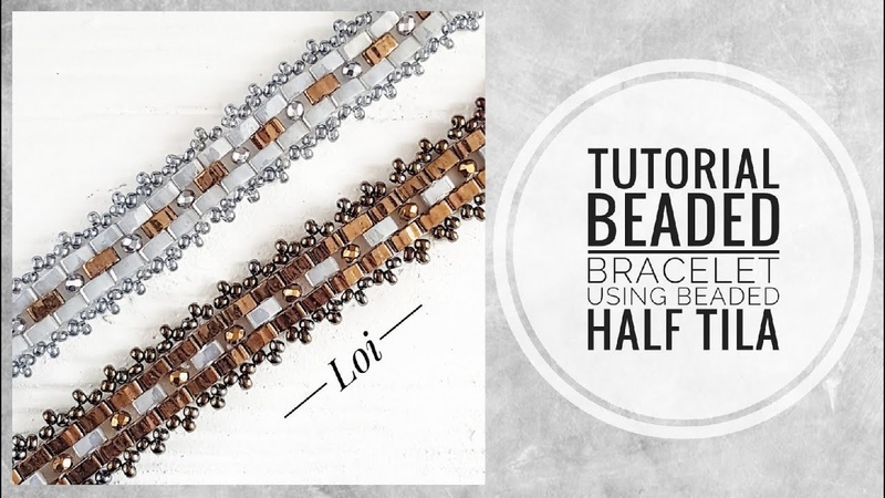 МК Браслет из бисера, бусин и Half Tila, , Tutorial Beaded bracelet using Half