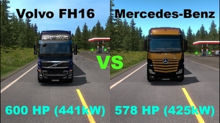 600HP Volvo FH16 vs 578HP Mercedes-Benz - |Truck vs Truck| Comparison - Euro Truck Simulator 2